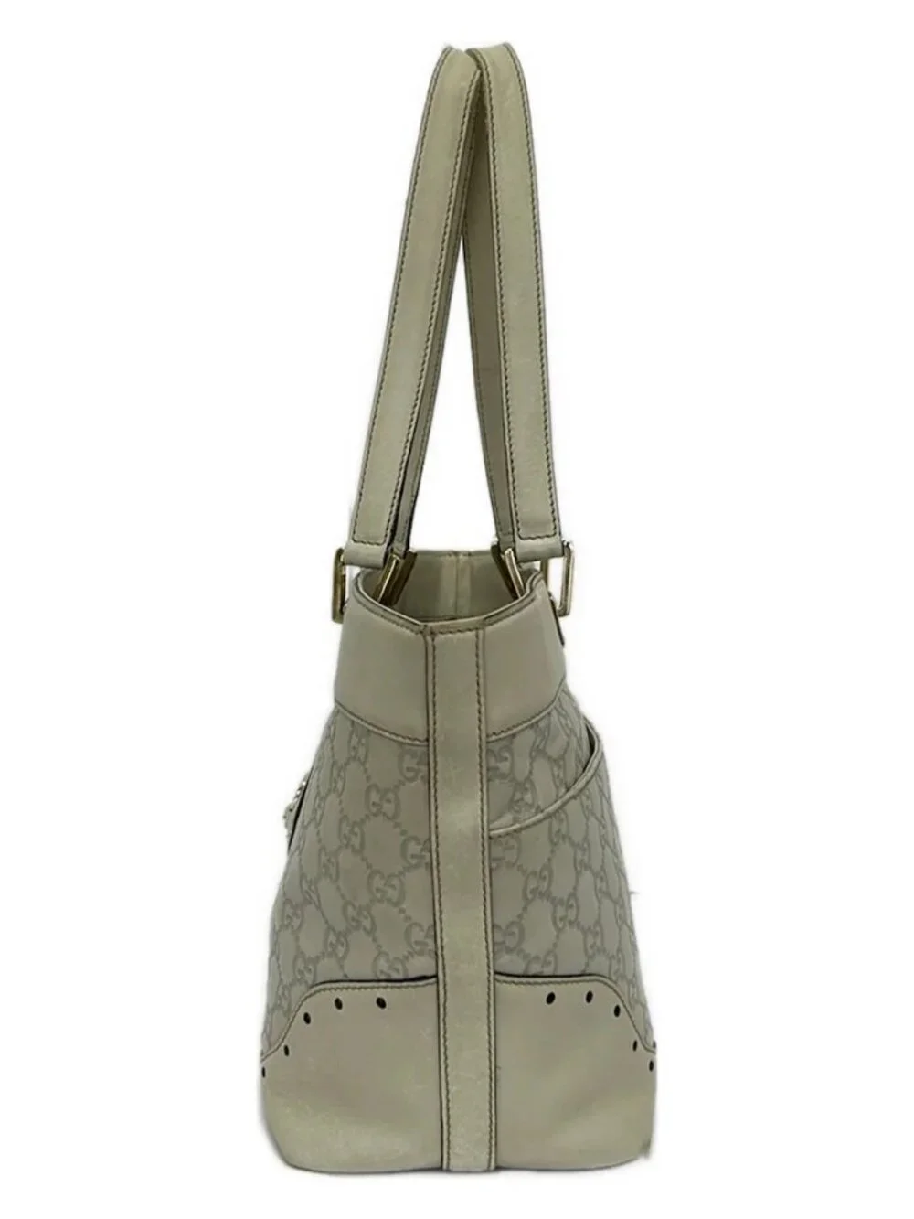 GUCCI Guccissima 145993 Cream Light gray Leather Handbag
